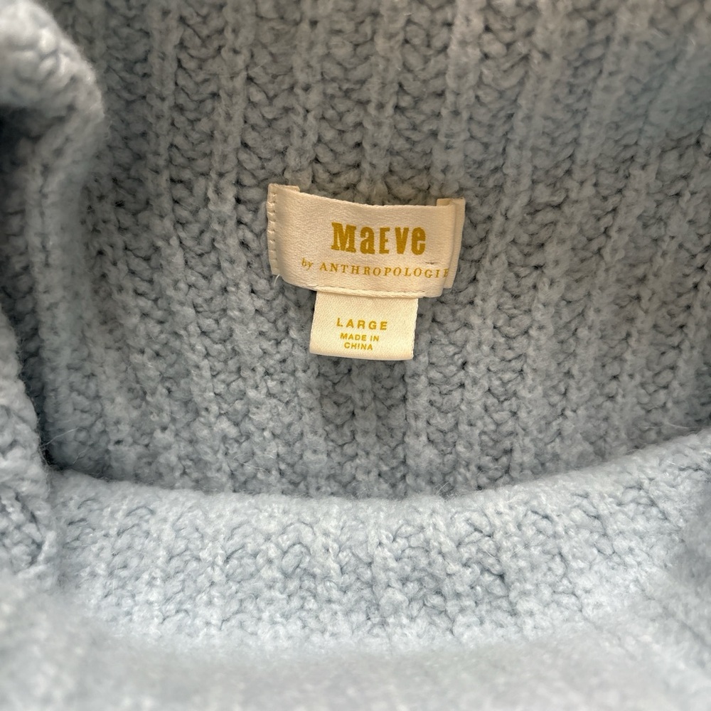 MAEVE by Anthropologie Light Blue Cowl Neck wool alpaca nylon  blend Sweater. L - Picture 7 of 8